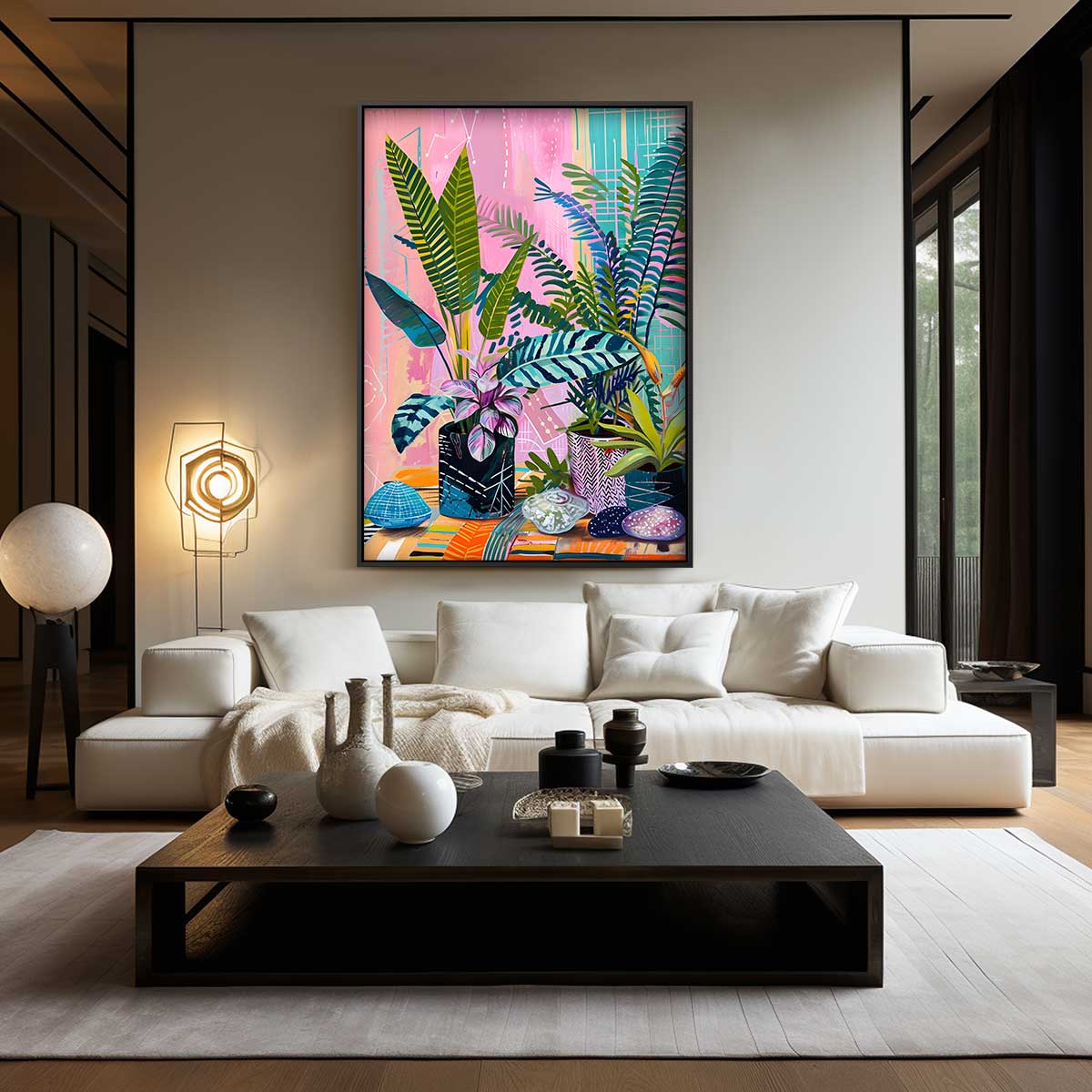 Tropische Planten in Kleurexplosie – canvas wanddecoratie in portret formaat