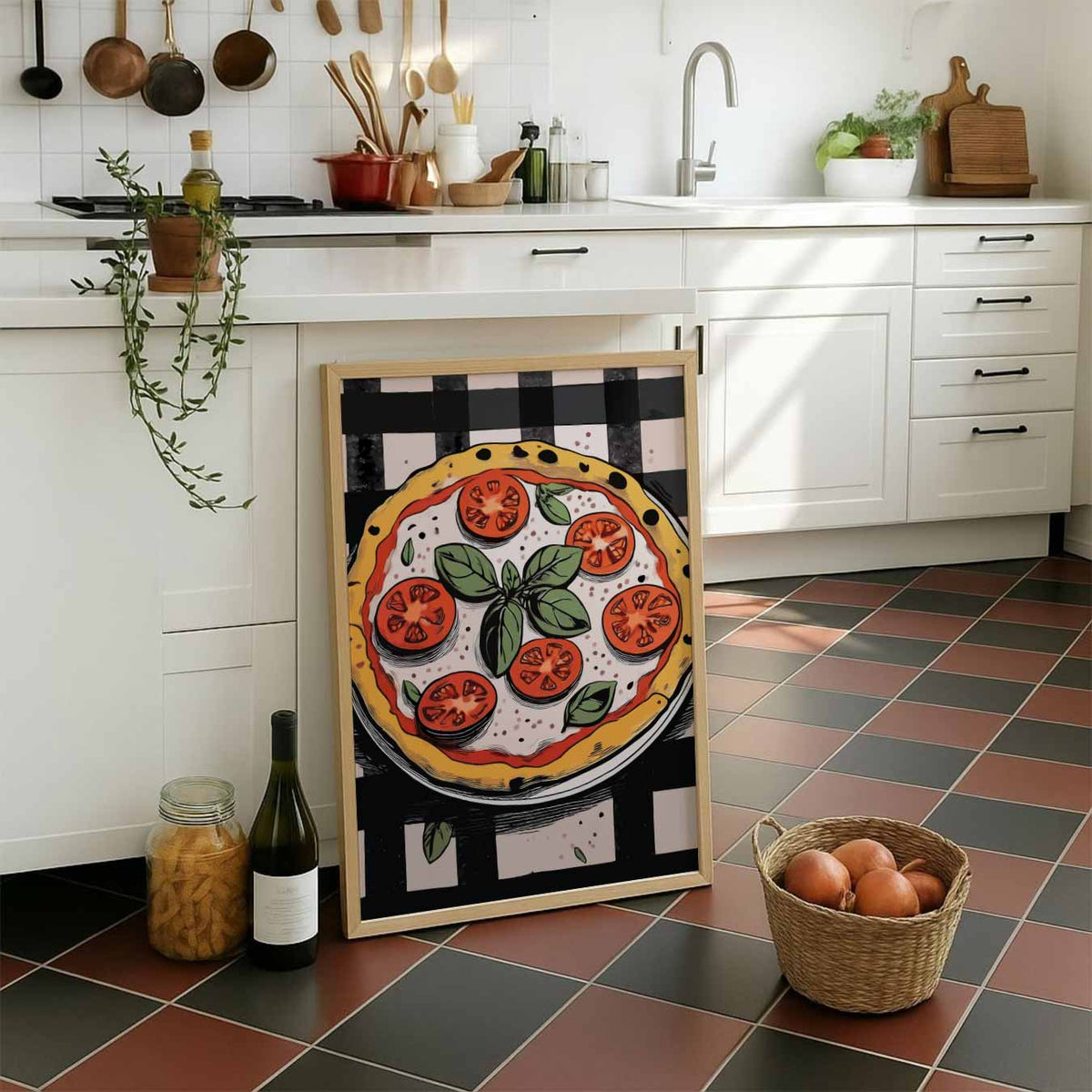 Italiaanse Pizza Illustratie – staande muurposter voor keuken of eethoek