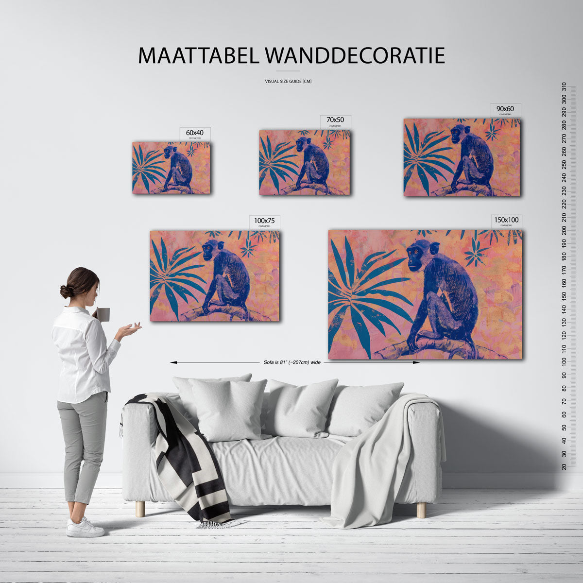 Dromerige jungle aap – kunstwerk op canvas, dibond of plexiglas