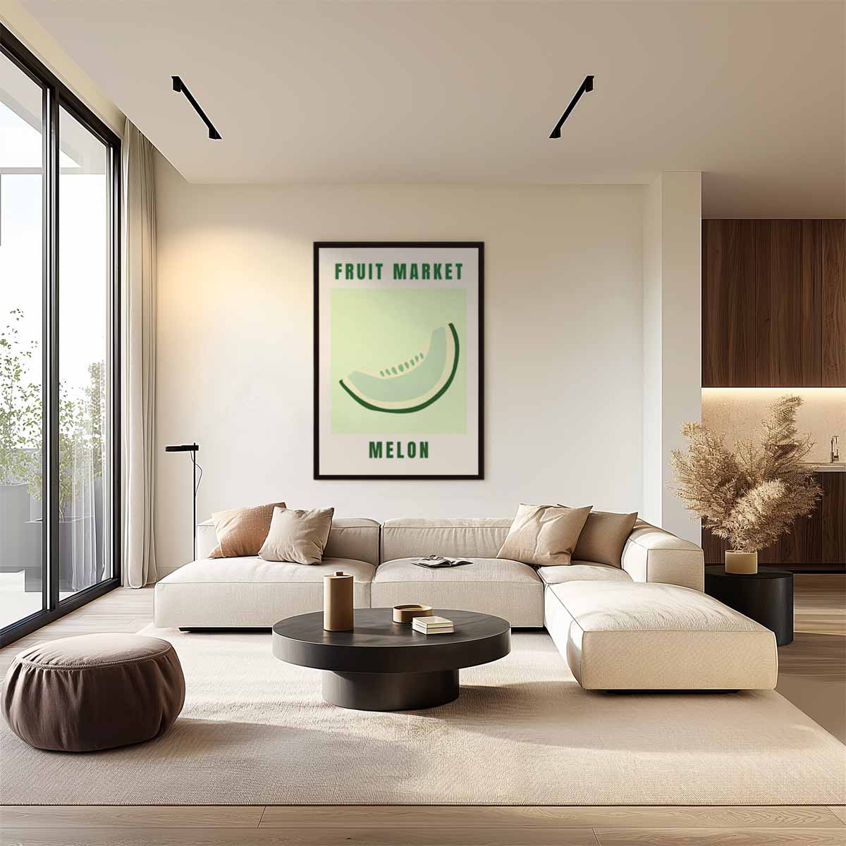Fruitige Meloen Poster – kunstwerk met zwarte baklijst