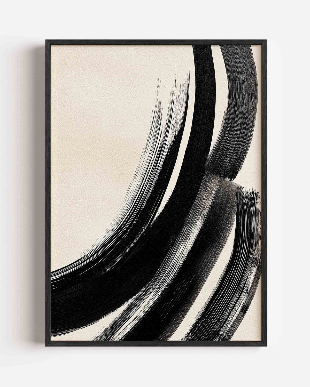 Zwarte penseelstreken – abstracte portret poster als wanddecoratie