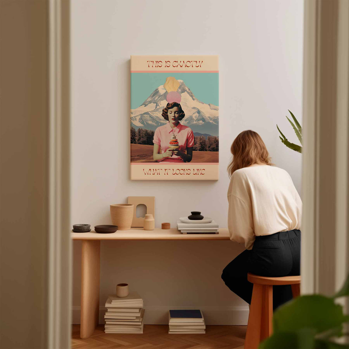 Surrealistische Dame met IJs – plexiglas kunstwerk als wanddecoratie