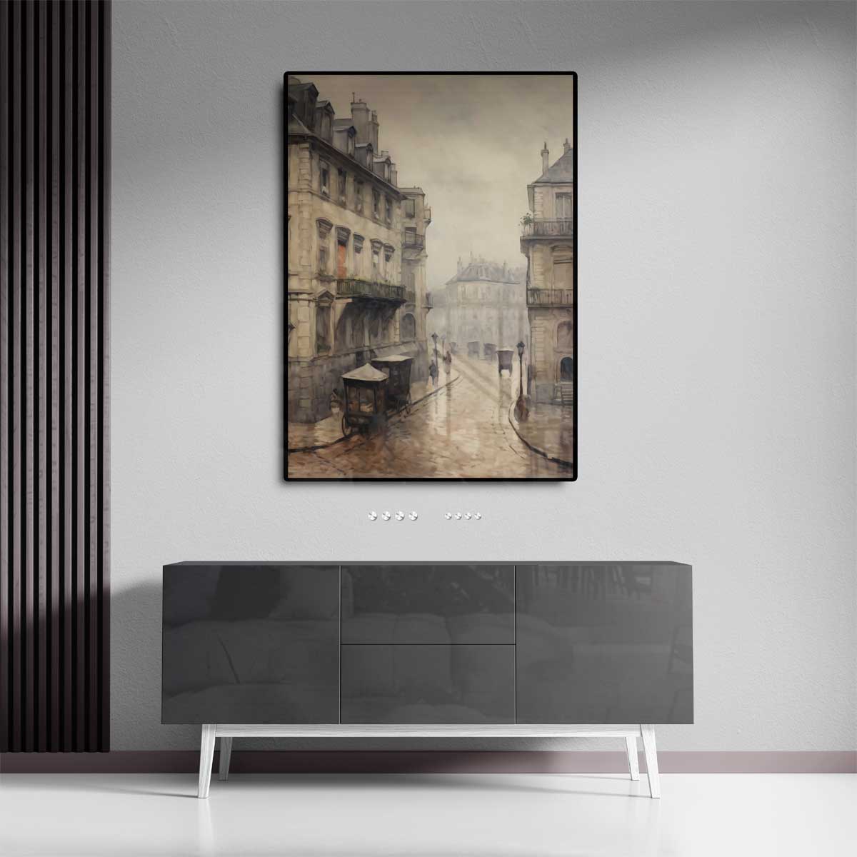 Mistige Straat in Parijs – canvas kunstwerk als wanddecoratie
