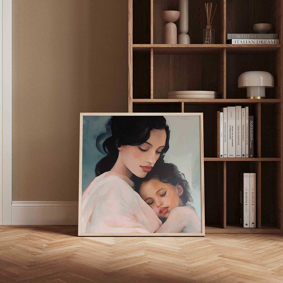 Moeder en kind – portret poster in vierkant formaat