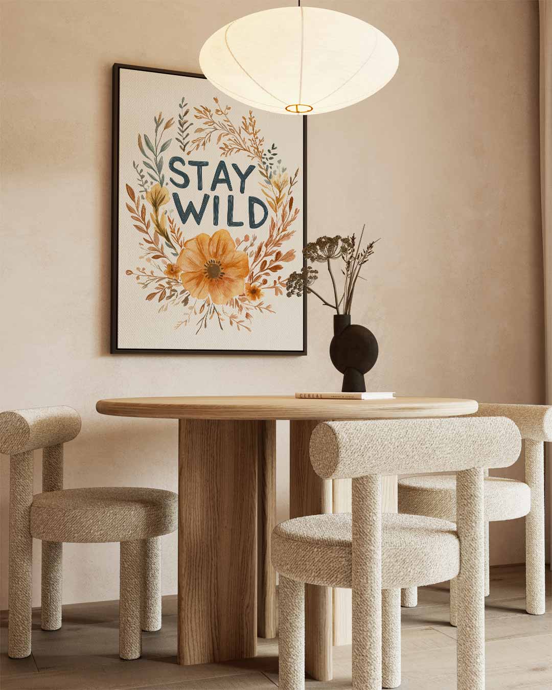 Stay Wild Bloemenkunst – kunstwerk met zwarte baklijst