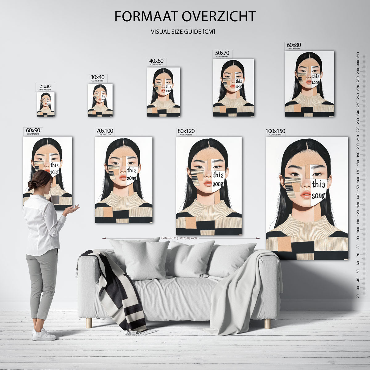 Portret met tekst – staande muurposter voor een modern interieur
