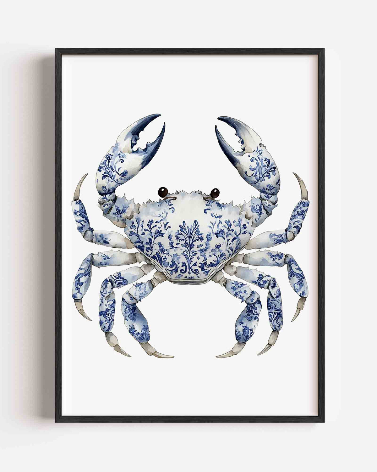 Blauwe krab – Delfts blauwe portret poster als wanddecoratie