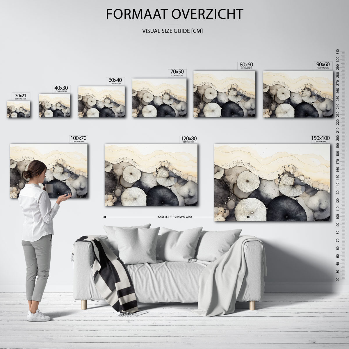 Abstracte vormen – liggende muurposter met abstracte vormen