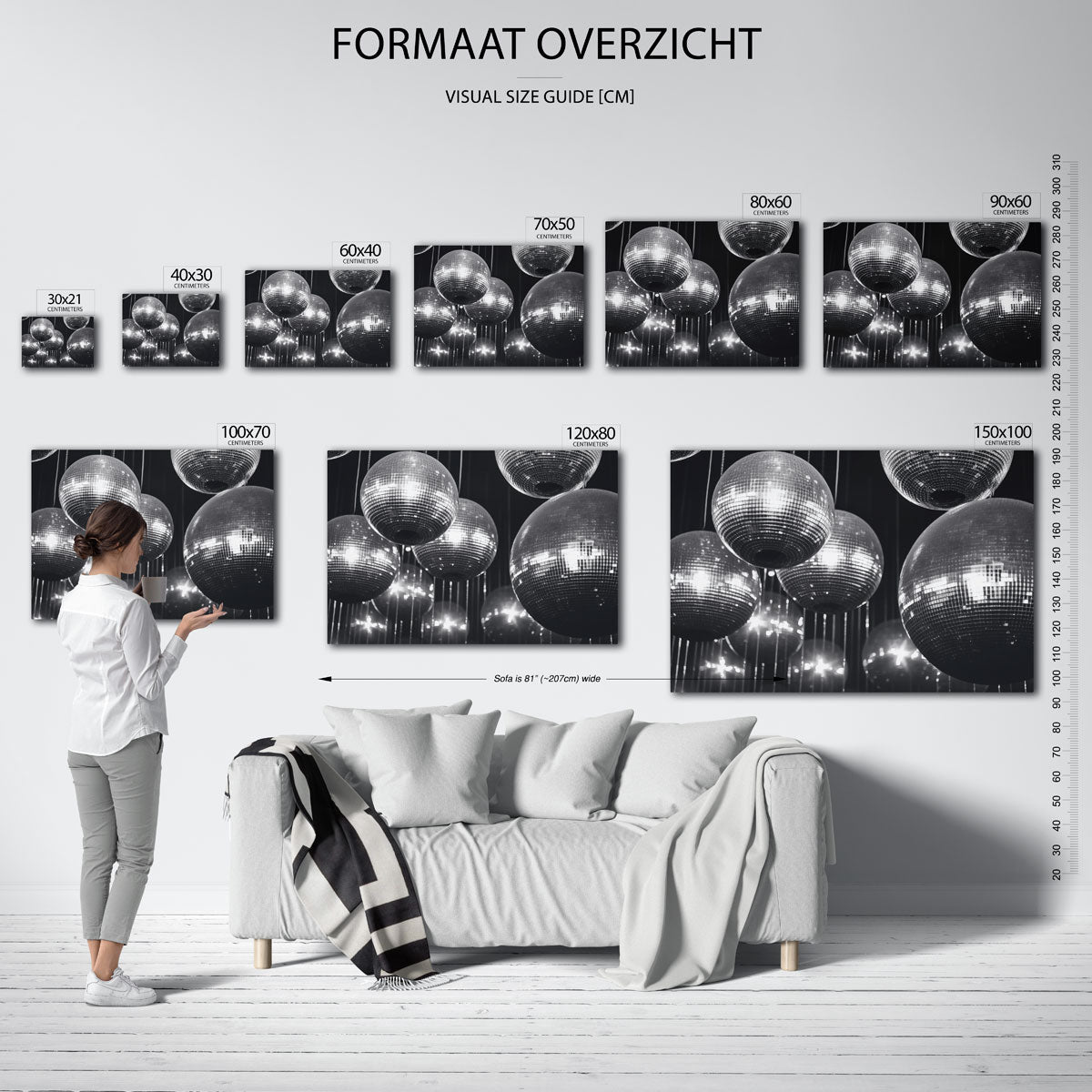 Glinsterende discoballen – liggende muurposter voor een modern interieur