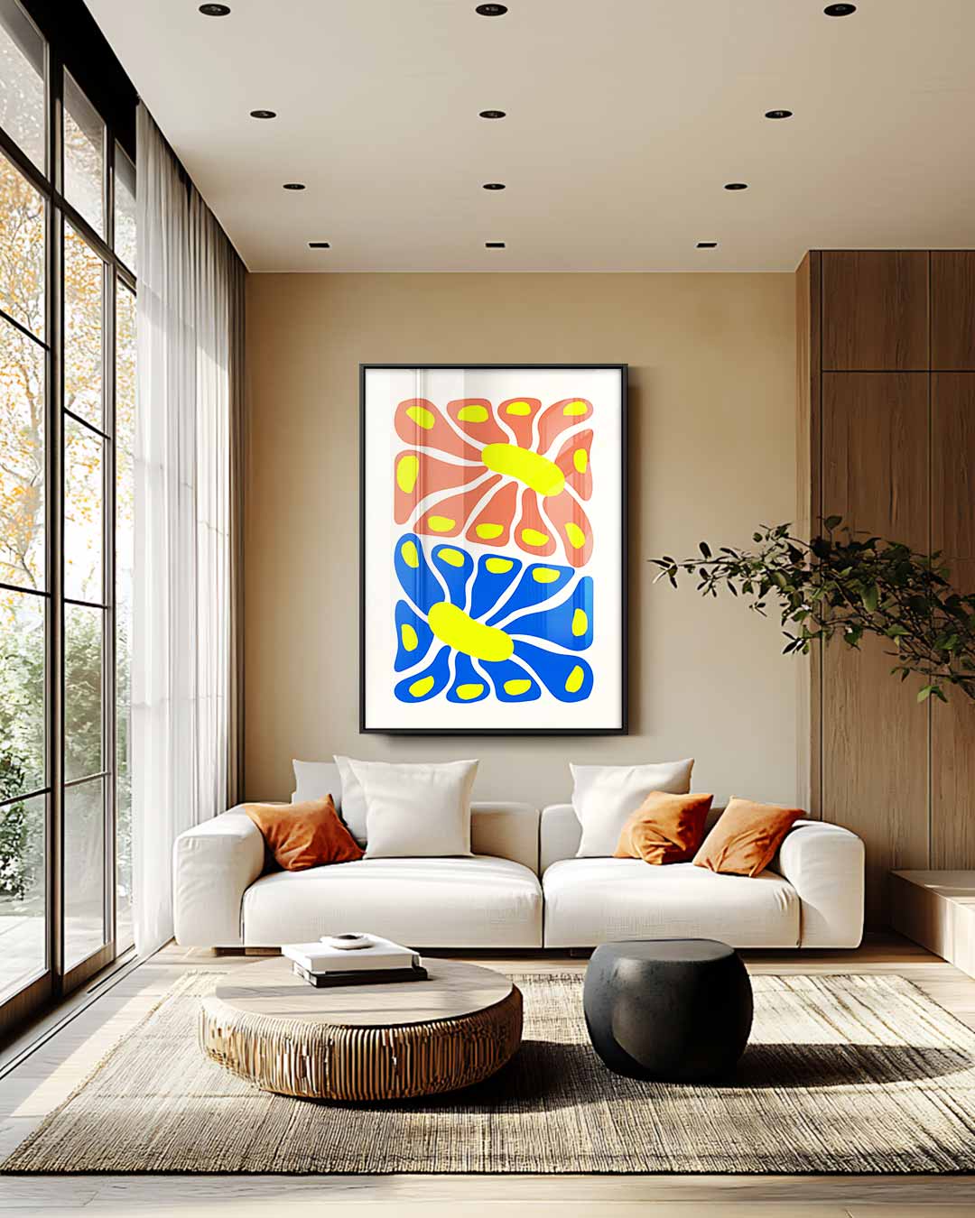 Kleurrijke Bloemexplosie – staand kunstwerk voor modern interieur