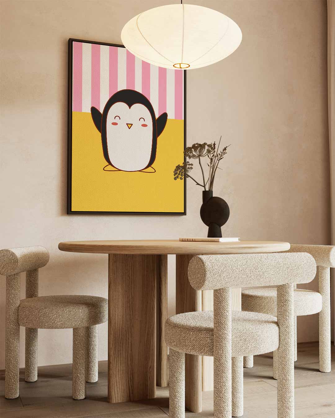 Blije Pinguïn Illustratie – staand kunstwerk voor modern interieur