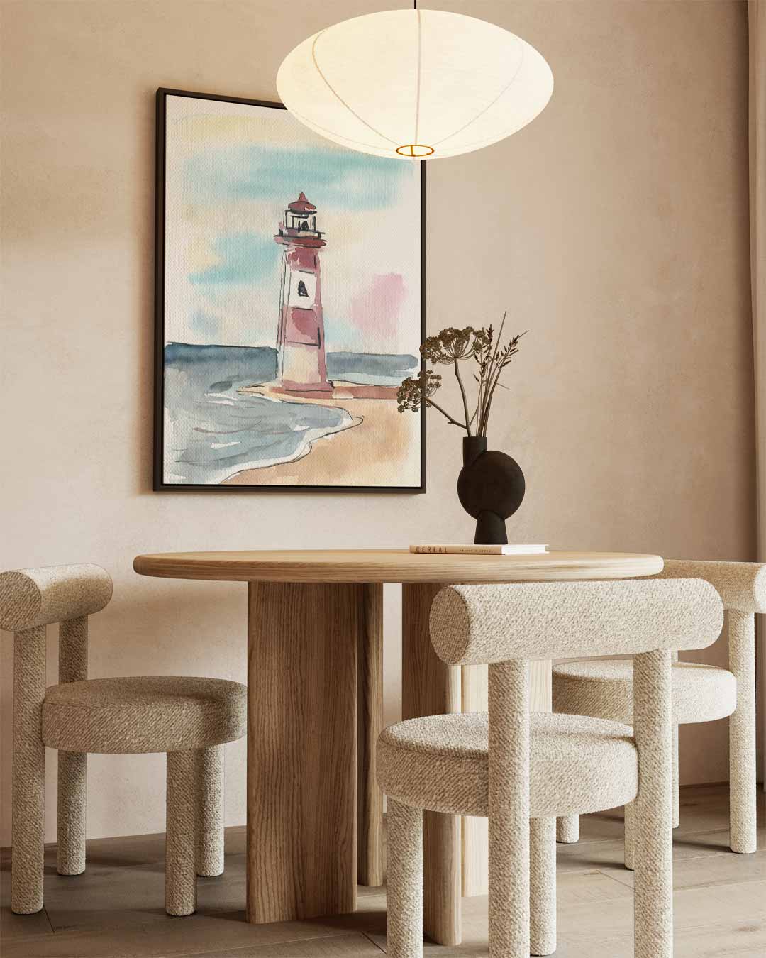 Schets van Vuurtoren aan Zee – dibond kunstwerk als wanddecoratie