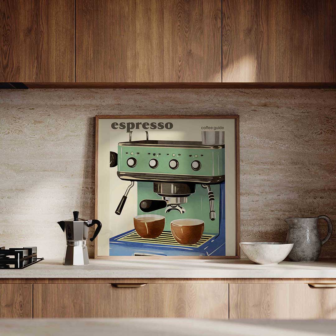 Espresso machine – culinaire wandkunst als vierkante poster