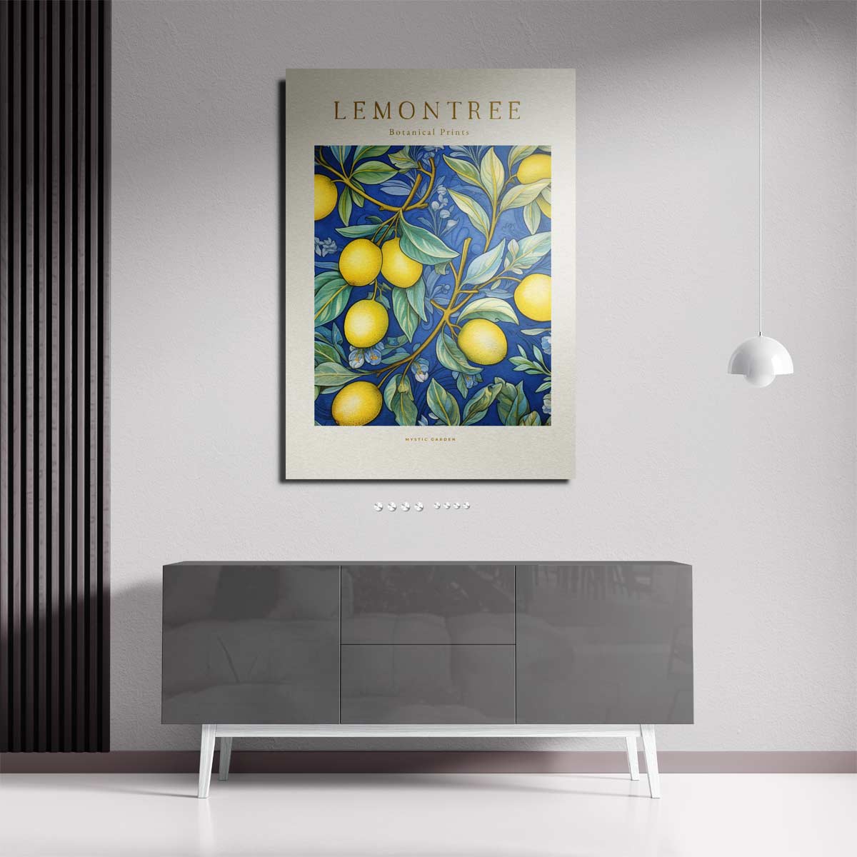 Citroenboom Botanische Print – staande wandkunst voor woonkamer of interieur