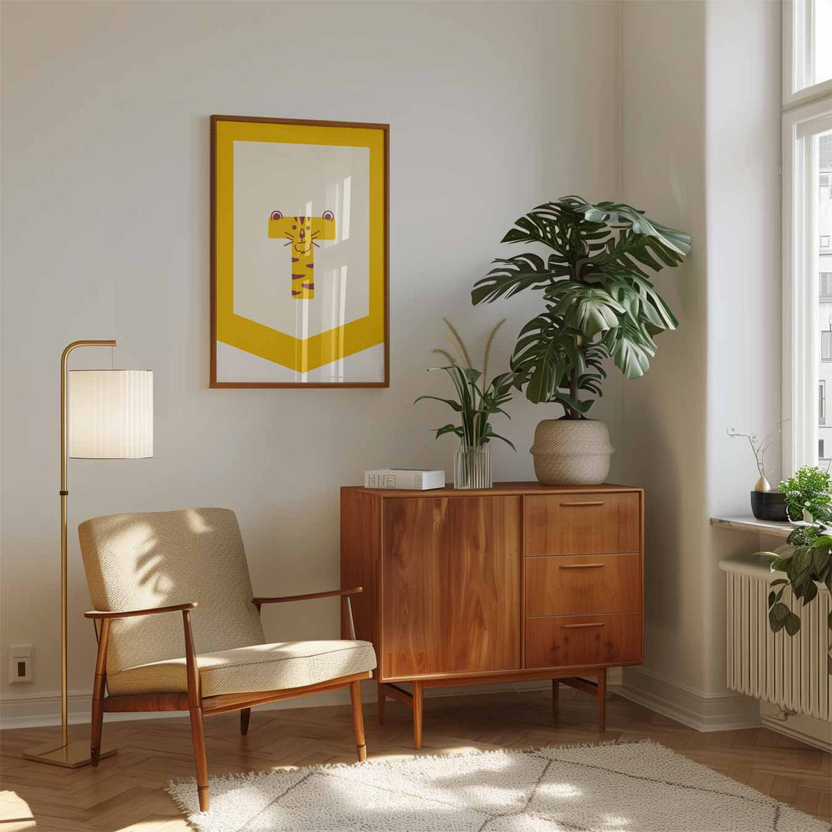 Speelse Tijger Letterposter – speelse wandkunst als portret kinderposter