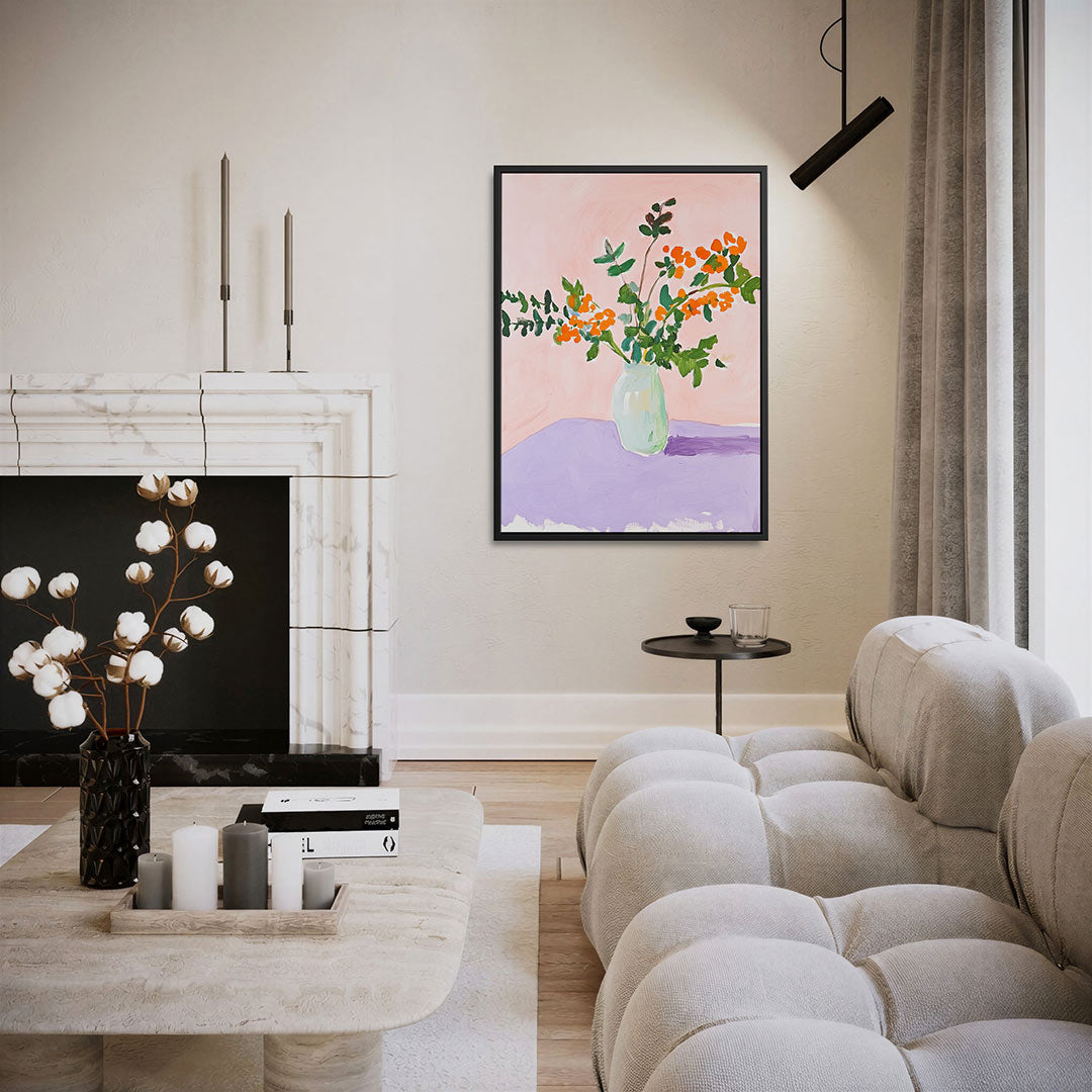 Bloemen in vaas – staand wanddecoratie kunstwerk
