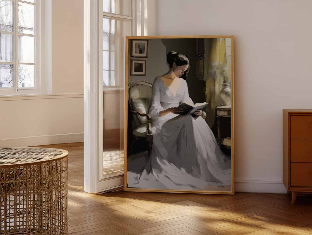 Elegante Leeshoek – vrolijke paasillustratie als portret poster