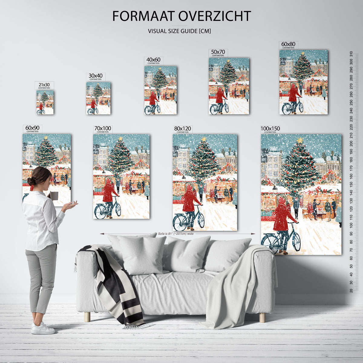 Kerstmarkt met sneeuw – staande muurposter voor kerst