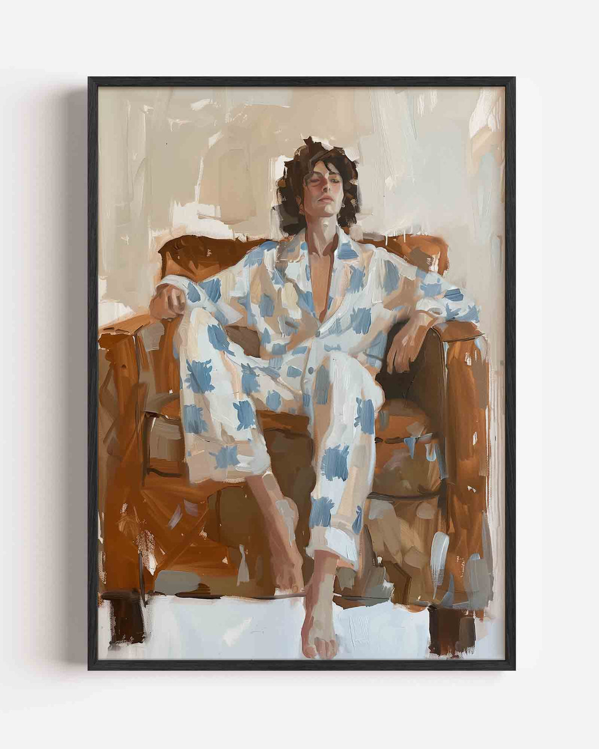 Persoon in stoel – hedendaagse illustratie portret poster als wanddecoratie