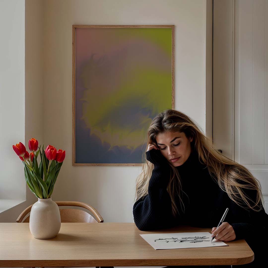 Mystieke Kleurenwerveling – staande muurposter met kleurrijke abstracte vormen