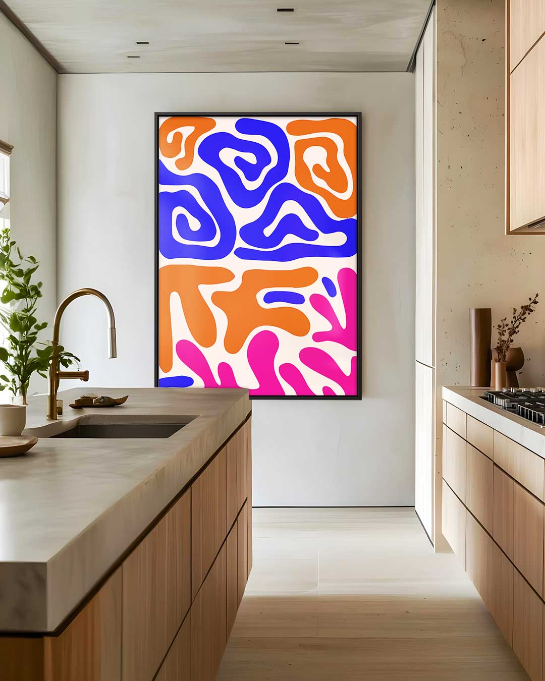 Kleurrijke Vormenexplosie – plexiglas wanddecoratie in portret formaat