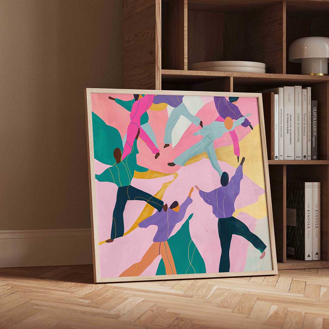 Dansende figuren – moderne wandkunst als vierkante poster