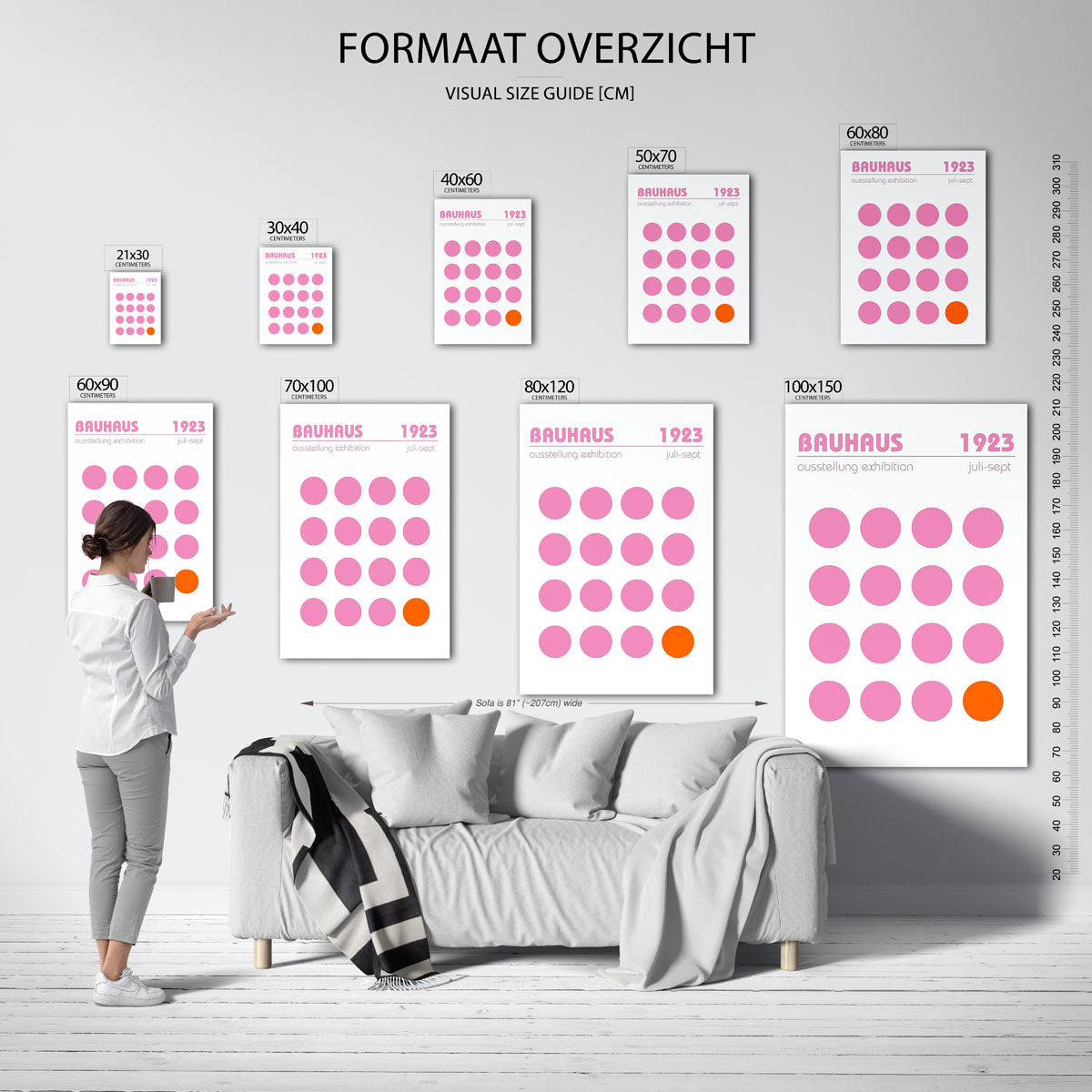 Cirkelritme en kleur – geometrische poster in Bauhaus-stijl van WallArtistic