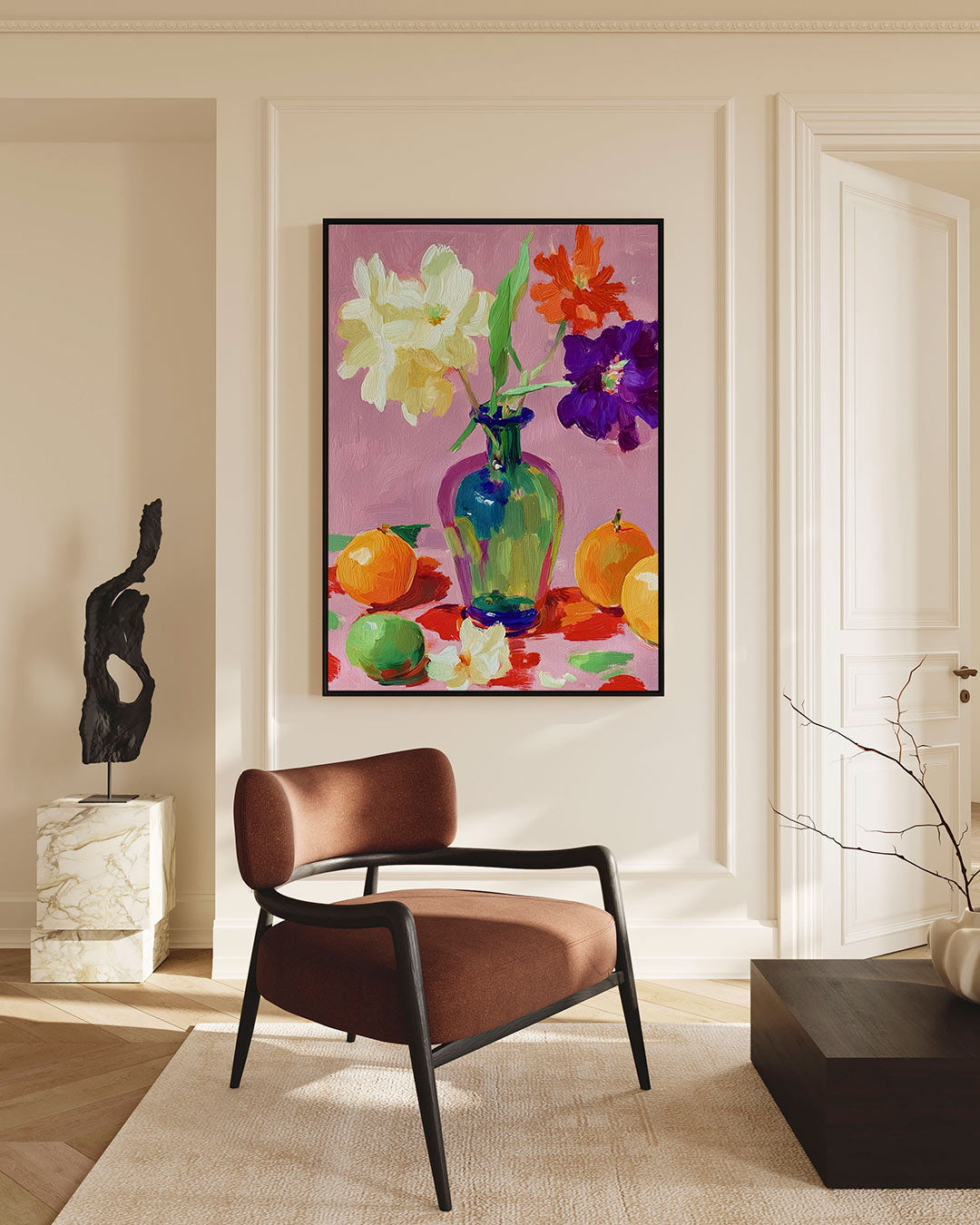 Kleurrijke bloemenvorm – staande wanddecoratie