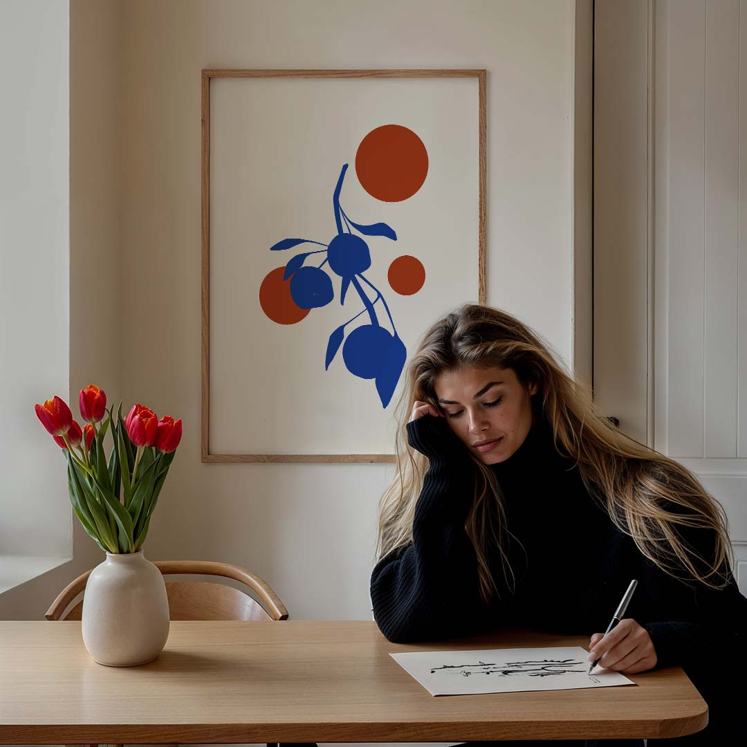 Modern Botanische Print – bloemen poster in staand formaat