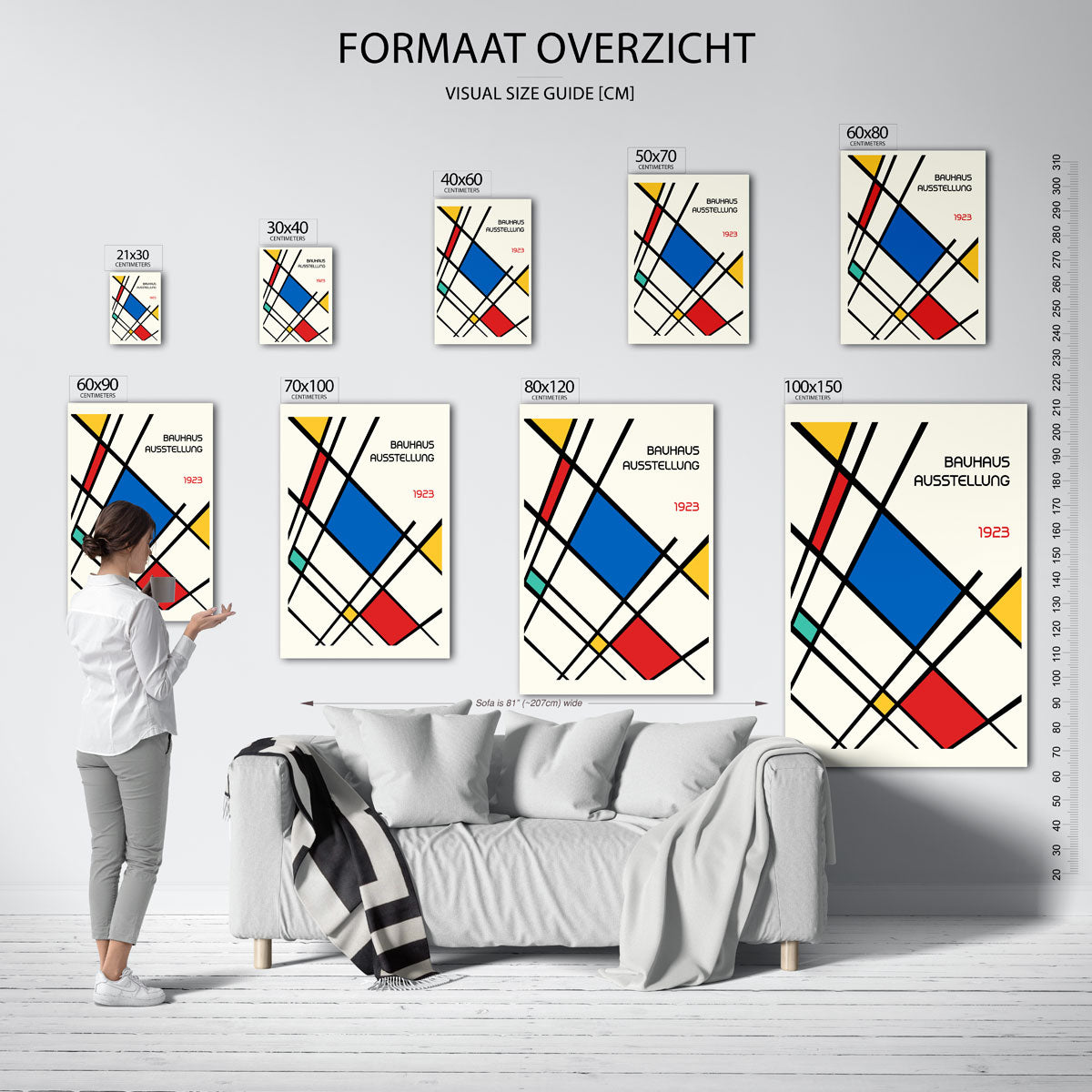 Lijnen en kleurvlakken – geometrische poster in Bauhaus-stijl van WallArtistic