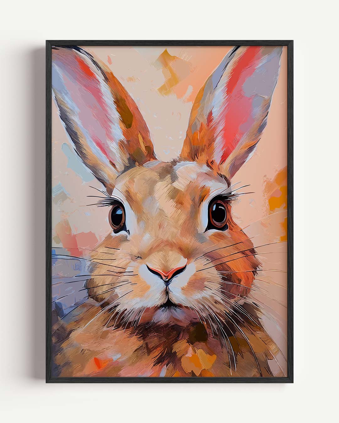 Vrolijke Konijn Portret – dieren portret poster als wanddecoratie