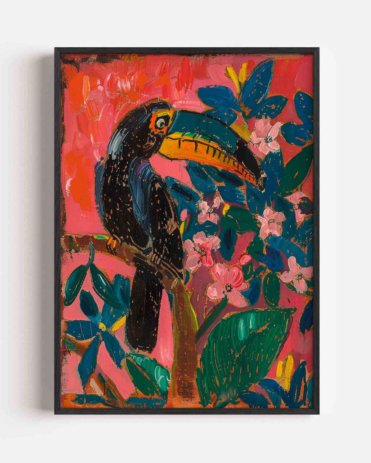 Toekan en bloemen – Kunst & Design poster als staande wanddecoratie
