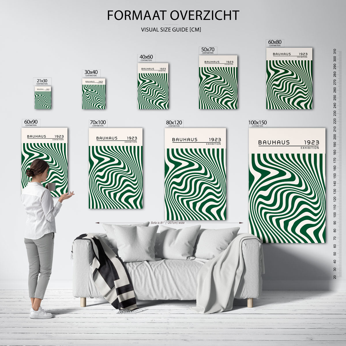 Golvend lijnenspel – geometrische poster in Bauhaus-stijl van WallArtistic
