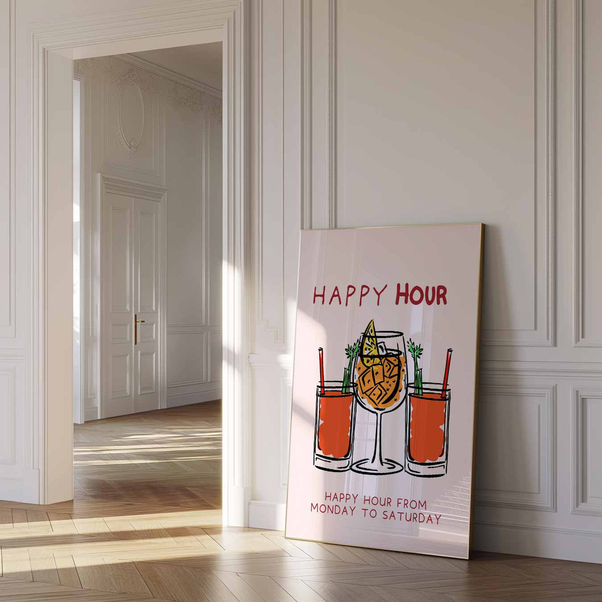 Happy Hour Cocktails – zomer poster als frisse staande wanddecoratie