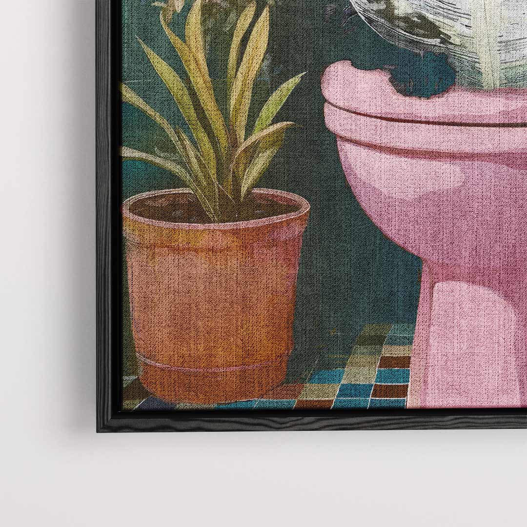 Kat op het Toilet – plexiglas wanddecoratie in portret formaat