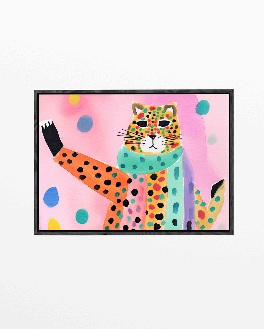 Vrolijke luipaard illustratie – Kleurrijke – liggend kinder kunstwerk