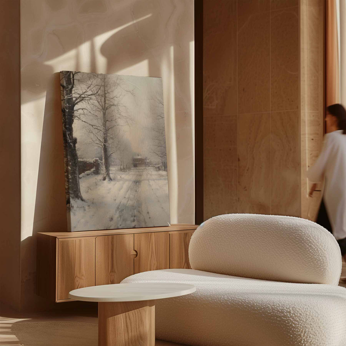 Winterlandschap in Sneeuw – canvas wanddecoratie in portret formaat