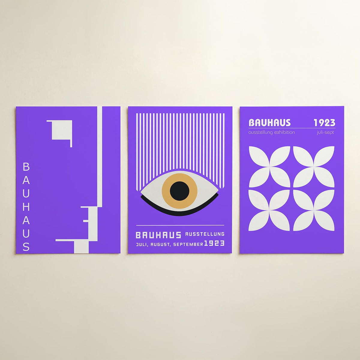 Vormen en vlakken posterset – detailweergave – deze posterset in drie delen toont een speelse