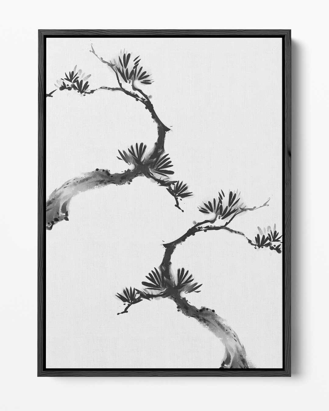 Minimalistische takken in zwart-wit – portret kunstwerk als wanddecoratie