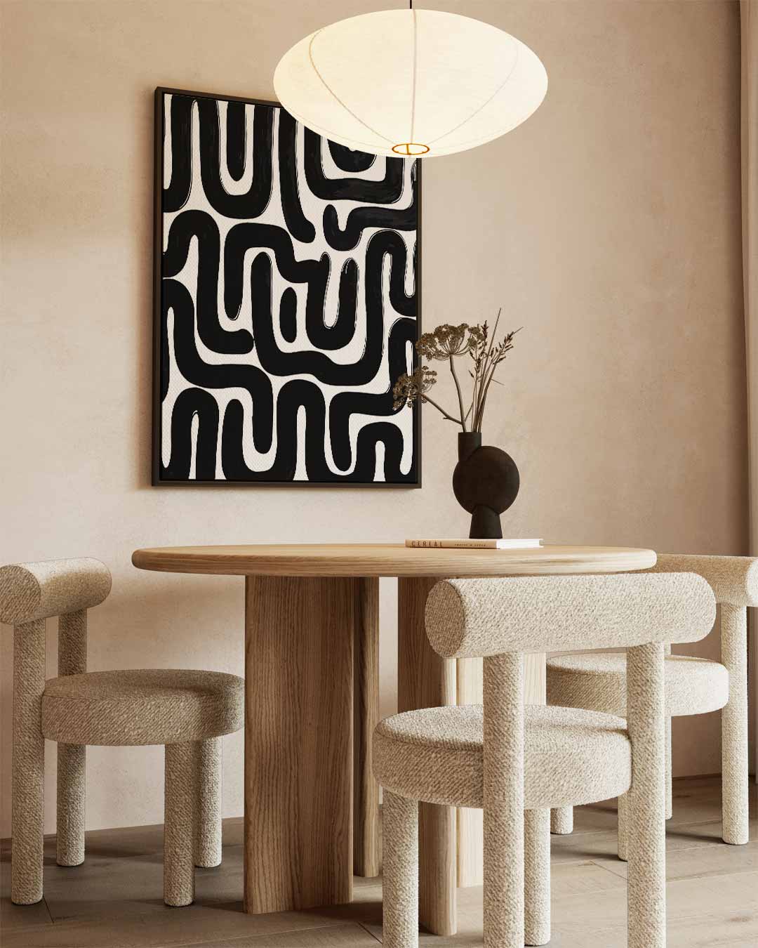 Abstracte Zwarte Patroonkunst – kunstwerk met zwarte baklijst