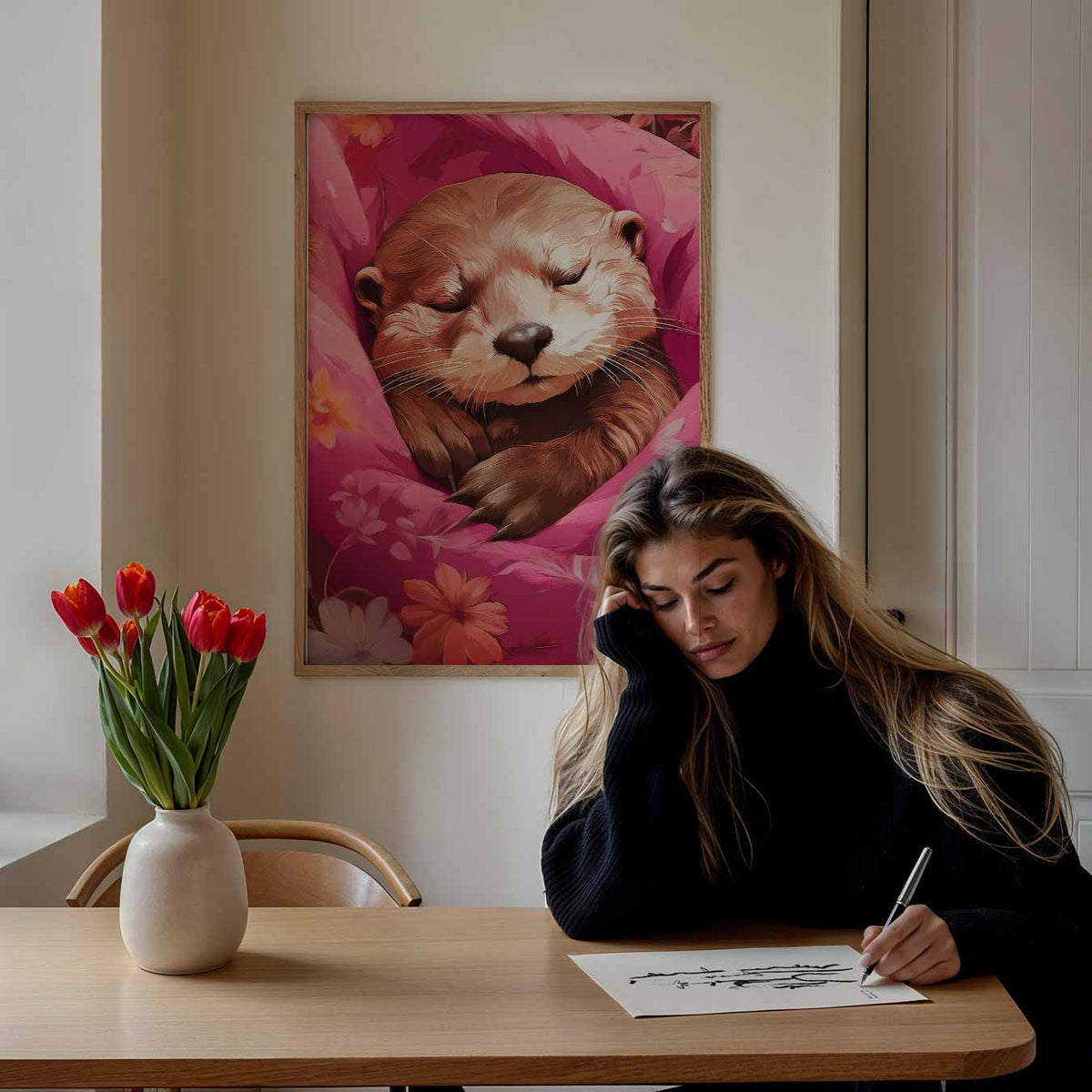 Slaapdroom Otter – staande dieren wanddecoratie van WallArtistic