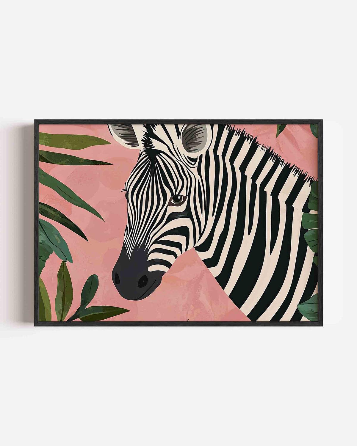 Zebra met bladeren – dieren landscape poster als wanddecoratie