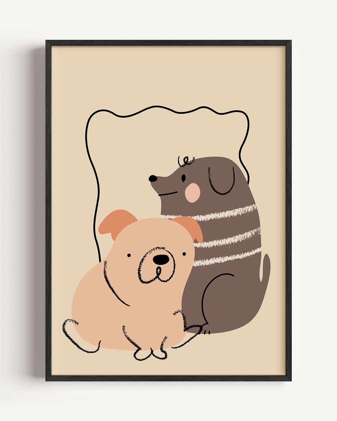 Knuffelige Honden Vrienden – kids portret poster als wanddecoratie