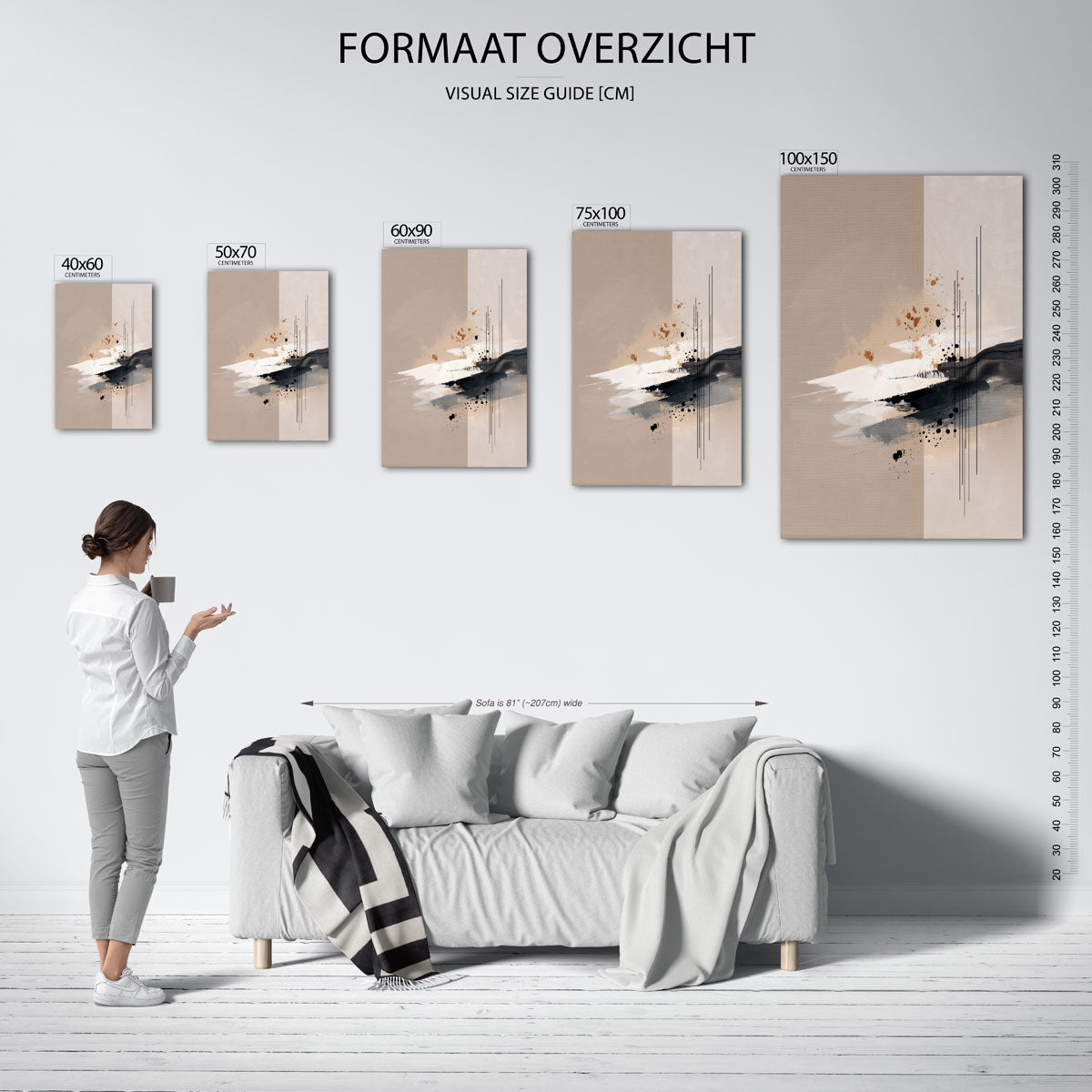 Dynamische lijnen en vormen – staande wanddecoratie van WallArtistic