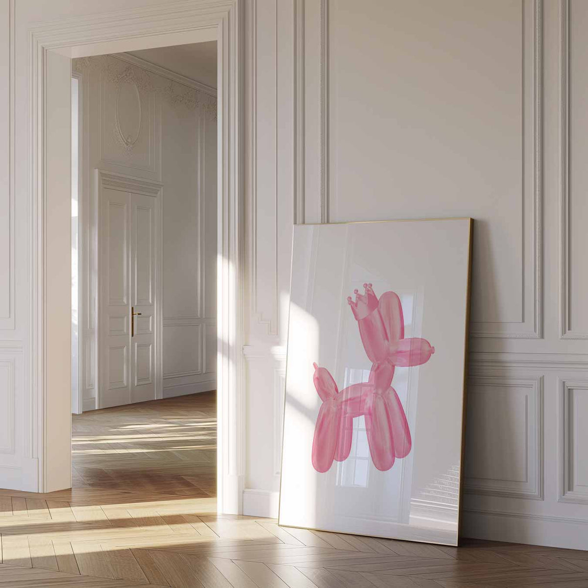 Ballonhond Met Kroontje – zomer poster als frisse staande wanddecoratie