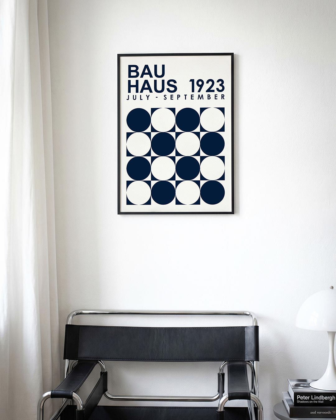 Cirkelpatroon en tekst – moderne Bauhaus wandkunst als poster