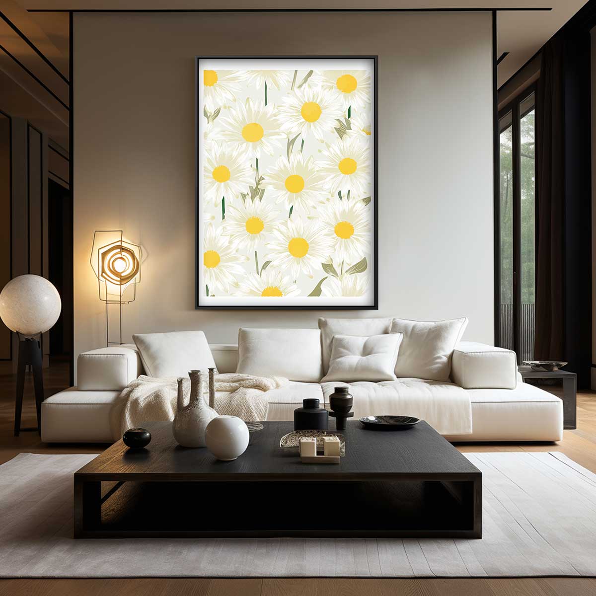 Frisse Madeliefjes Print – dibond wanddecoratie in staand formaat