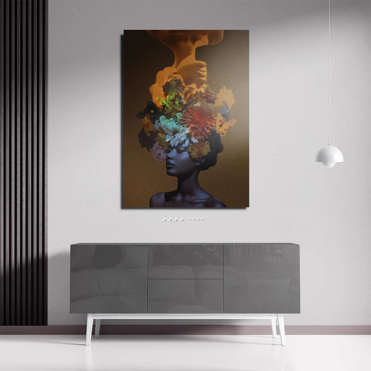 Bloemendroom Portret – staande wandkunst voor woonkamer of interieur