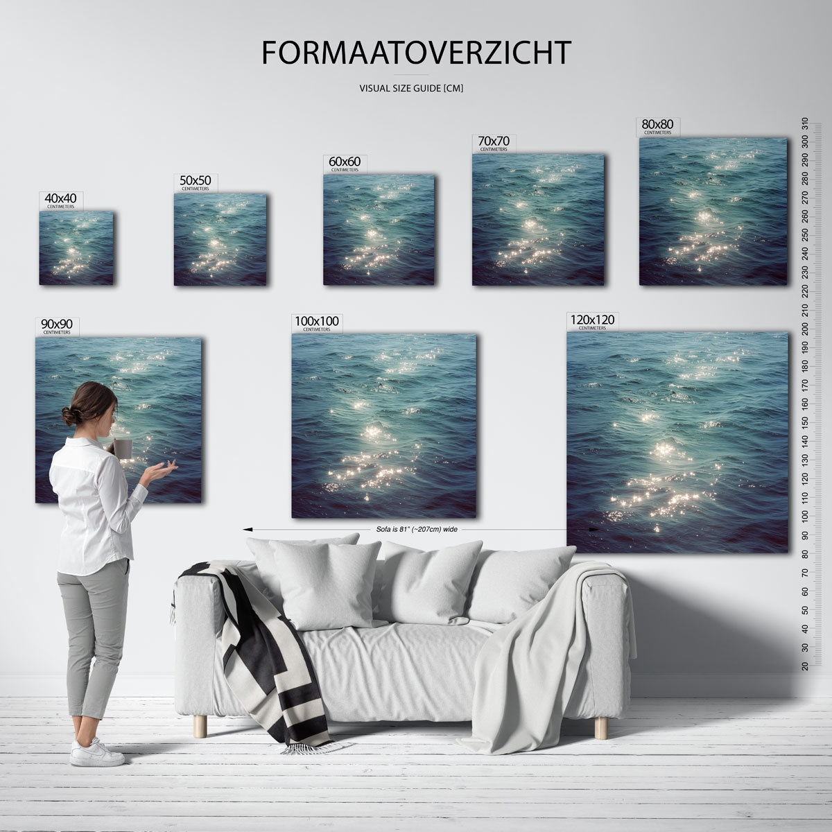 Glinsterende golven – tropische wandkunst als vierkante poster