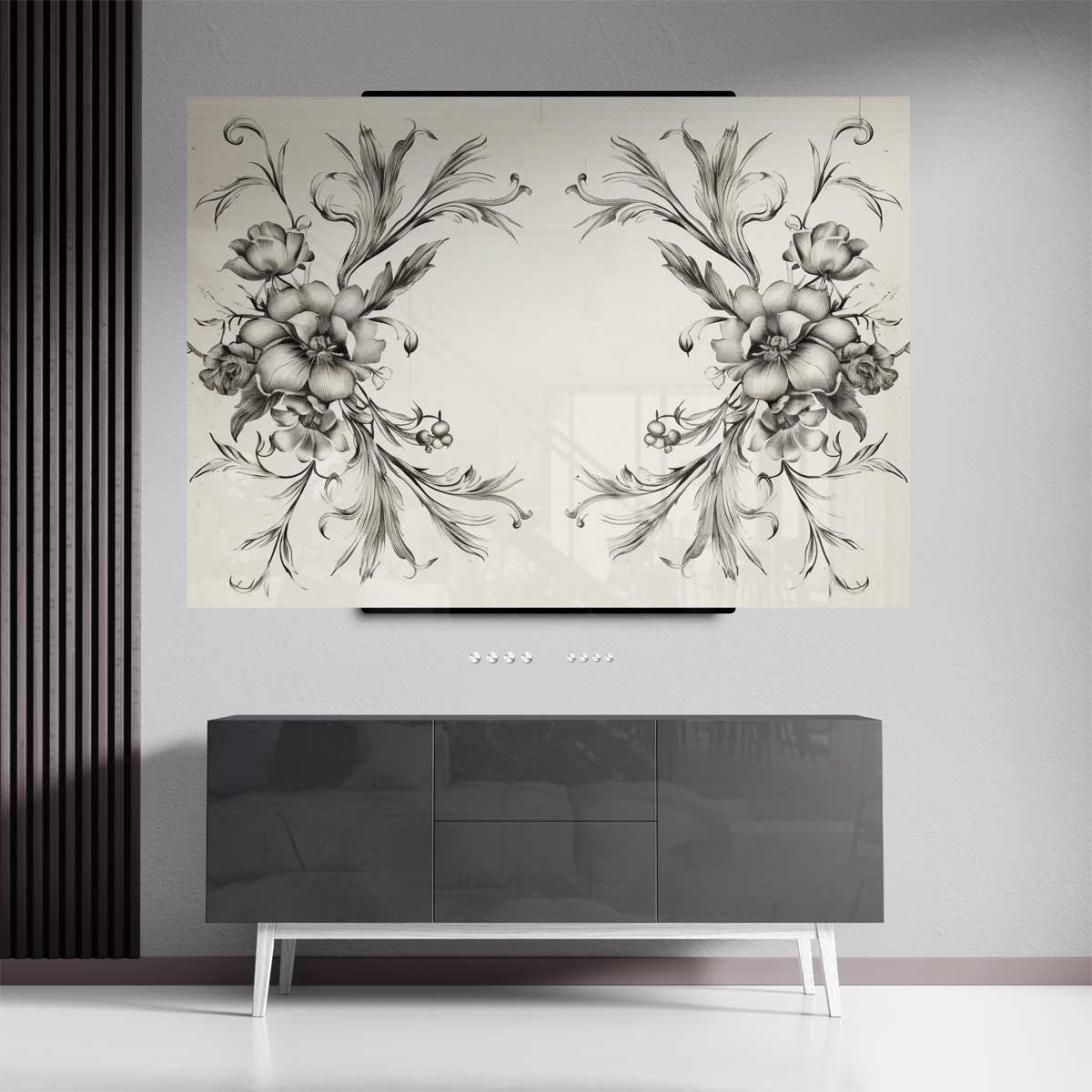 Elegante Bloemenillustratie – canvas kunstwerk als wanddecoratie